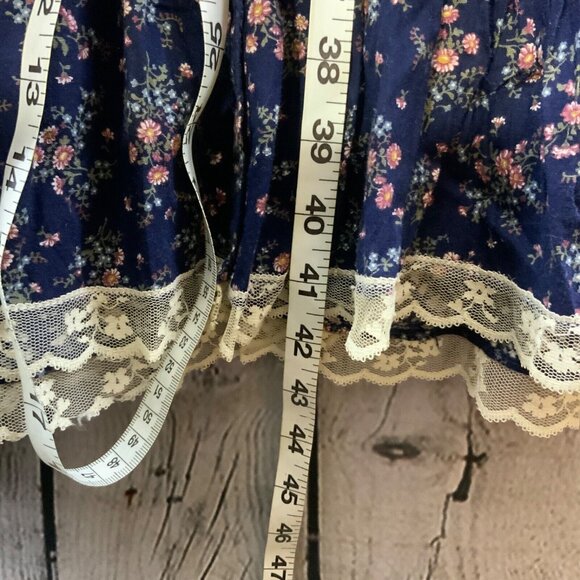 Gunne Sax Dress Vintage 70’s Prairie Girl Floral Print Lace High Collar XS Jr 5 - Picture 11 of 12